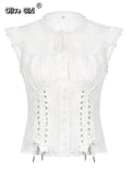 Olive Girl White Romantic Embroidered Top Fairycore 2026 Everyday Wear S-L XS-3XL Plus Size Romantic Garden Party Editorial Not Costume Embroidered Top Chinese Top Blouse Chinese Heritage Fashion Women