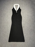Black Color Women Sexy Halter Backless V-Neck Bodycon Long Bandage Maxi Dress High Street Elegant Evening Party Wear