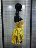 Luxury Sparkly Sequins Diamonds Mesh Gold Short Skirt Birthday Dress Women Sexy Dance Performance Costume Singer Stage Outfit