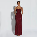 Prom Gowns European and American Temperament Backless Suspender Dress Solid Slim Draped Sequined Long Dresses for Women