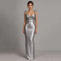 Women Sleeveless Bodycon Bandage Corset Long Dress Celebrity Elegant Gold Evening Party Luxury Birthday Dress Vestidos