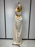 Women Sleeveless Sexy Cut Out Maxi Long Bodycon Dresses Luxury Birthday Evening Party Celebrity Elegant Wedding Guest Dress