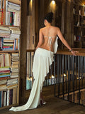 Sexy Backless Hollow Dress Women Elegant Swing Collar Bandage Irregular Hem Classic Fashion Hottie Party Clubwear