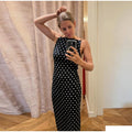 Sexy Polka Dots Backless Women's Long Dress Beads Square Collar Sleeveless Beach Dresses 2026 Summer Lady Holiday Robes New