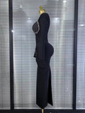 New Women Long Sleeve Square Collar Shinning Diamond Bodycon Long Bandage Dress Elegant Evening Party Celebrate Outfit
