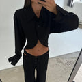 Solid Two Piece Set for Women Lapel Long Sleeve Temperament Coat High Waist Pants Female Fashion New