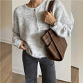 Women's Grey Wool Knitted Cardigan Elegant Button Large Size Sweater Knitwears Cardigans New Winter Fall Clothes Gray Red White