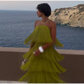 Ladies Strapless Fringe Maxi Gown Tiered Asymmetrical Sleeveless Slim Robe Summer Beach Club Cocktail 2026 New Chic Hot Vestidos