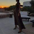 Solid Minimalist Slimming Dresses for Women O Neck Sleeveless High Waist Temperament Dress Female New
