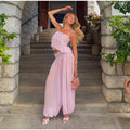 Elegant Lace Women Long Pant Set Square Neck Sheer Ruffle Hem Crop Cami Top High Waist Wide Leg Trousers 2026 Summer Chic Suit