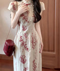 Olive Girl Red Embroidered Qipao for Garden Wedding 2026 Fairycore Photoshoot Everyday Wear S-XXL XS-3XL Plus Size Hand Embroidered Romantic Garden Party Editorial Not Costume Qipao Cheongsam Chinese Dress Chinese Heritage Fashion Women