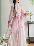 Olive Girl Pink Embroidered Hanfu Dress for Ren Faire 2026 Garden Wedding Fairycore Photoshoot Everyday Wear S-L XS-3XL Plus Size Hand Embroidered Flowing Sleeve Dramatic Silhouette Romantic Cottagecore Editorial Not Costume Chinese Heritage Fashion Women