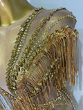 Luxury Sparkly Diamonds Tassels Sexy Mesh See Through Dress Women Evening Birthday Party Nightclub Bar Singer Stage Costumes