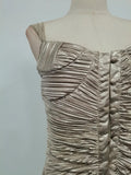Gold Pleated Tunic Fish Bone Dresses for Women Square Collar Sleeveless Casual Party Split Evening Dress Female New