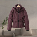 Ski Parkas Coat Jacket Women Zipper Belts Thicken 2025 Winter Skiing Cotton Lapel Snow Female Skiwear Outdoor Street Outwear Top