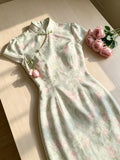 Olive Girl Flowing Sleeve Qipao for Ren Faire 2026 Garden Wedding Fairycore Photoshoot Everyday Wear S-XXL XS-3XL Plus Size Flowing Sleeve Dramatic Silhouette Romantic Garden Party Editorial Not Costume Chinese Heritage Fashion Women