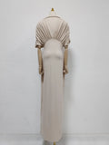 Apricot Elegant Draped Bodycon Maxi Dress for Women Off The Shoulder Ruched Accent Evening Skirt for Wedding Guest Occasions