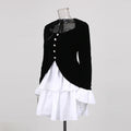 Hit Color Loose Mini Dresses for Women Square Neck Long Sleeve High Waist Temperament Dress Female Fashion