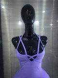 Black Purple Women Sexy V-Neck Sleeveless Bodycon Mini Bandage Dress Nightclub Party Celebrate Cocktail Homecoming Clothing