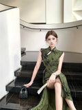 Olive Girl Red Embroidered Qipao for Garden Wedding 2026 Fairycore Photoshoot Everyday Wear S-XL XS-3XL Plus Size Hand Embroidered Romantic Garden Party Editorial Not Costume Qipao Cheongsam Chinese Dress Chinese Heritage Fashion Women