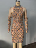 Women Luxury Sexy Mesh Crystal Diamonds sequin Mini Dress Birthday Party Costume Bar Nightclub Stage Performance Clothing