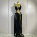 Sexy Black White Halter Sequined Hollow Out Transparency Long Maxi Dress Vacation Beach Style Celebrate Birthday Party Outfit