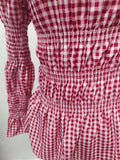 Solid Spliced Folds Slimming Blouses for Women O Neck Long Sleeve Temperament Minimalist Shirts Female New