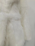 Solid Fashionable Fuax Fur Jacket for Women Lapel Long Sleeves Slim Spliced Lace Up Coat Female Winter Clothing New