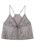 Sexy Sequined Women's Sling Top Irregular Hem Pleated V-neck Sleeveless Backless Vest 2026 Summer Lady Beach Chic Camisole