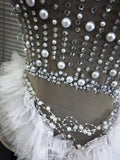Sparkly Rhinestones Women Sexy Mesh See Through Bodycon Bodysuit Bar Dancer Latin Performance Costumes Stage Wear