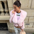 Elegant Faux Fur Coats Women's Warm Puffy Slim Long-Sleeve Collared Cardigan Winter Fashion High-Street Women Outwear