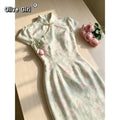 Olive Girl Flowing Sleeve Qipao for Ren Faire 2026 Garden Wedding Fairycore Photoshoot Everyday Wear S-XXL XS-3XL Plus Size Flowing Sleeve Dramatic Silhouette Romantic Garden Party Editorial Not Costume Chinese Heritage Fashion Women