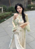 Olive Girl Flowing Sleeve Qipao for Ren Faire 2026 Garden Wedding Fairycore Photoshoot Everyday Wear S-XXL XS-3XL Plus Size Flowing Sleeve Romantic Cottagecore Garden Party Editorial Not Costume Qipao Cheongsam Chinese Dress Chinese Heritage Fashion Women