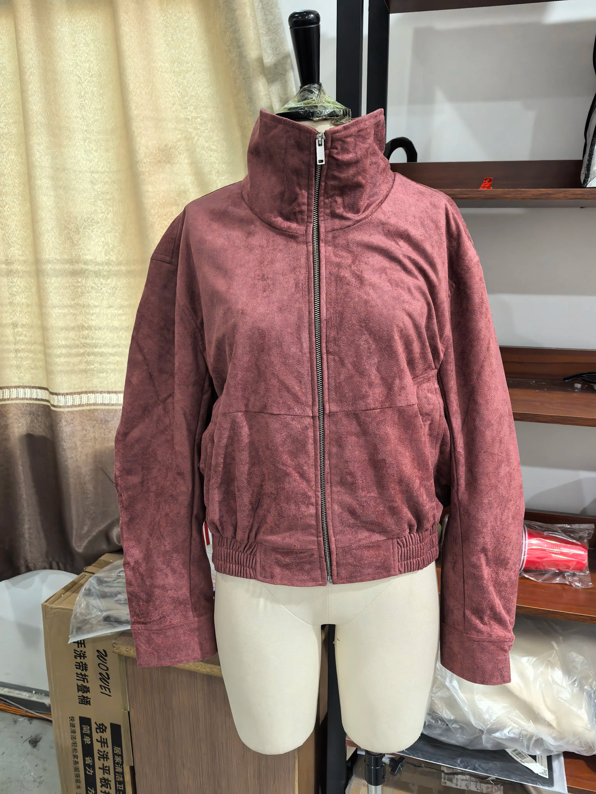 Women Retro Cropped Zip Jacket Ladies Stand Collar Long Sleeve Fitted Waist Pocket Design Short Coat Casual Daily Outerwear New