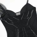 Black Sexy Rhinestone Party Dress for Women Elegant Glitter Diamonds Birthday Dresses Sheer Mesh High Split Prom Long Dress