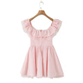 Solid Spliced Bowknot Slimming Mini Dresses For Women Slash Neck Sleeveless High Waist Temperamnet Dress Female New