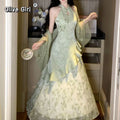 Olive Girl Flowing Sleeve Qipao for Garden Wedding 2026 Fairycore Photoshoot Everyday Wear S-XXL XS-3XL Plus Size Flowing Sleeve Romantic Garden Party Editorial Not Costume Qipao Cheongsam Chinese Dress Chinese Heritage Fashion Women