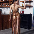 2026 White Black Women Turtleneck Long Tassel Sexy Perspective Design Maxi Dress Fashion Club Beach Vacation Party Dress
