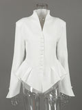 Elegant Asymmetric Women Jackets Stand Collar Long Sleeve Luxury Fit Jacket for Weekend Social Gathering Fashion