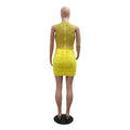 Sexy Sleeveless O Neck Sequin Patchwork Ruched Short Dresses Glitter Golden Birthday Dress Evening Night Clubwear Vestido