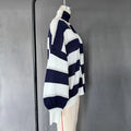 Fashion Striped Sweater Cardigan With Scarf Female Loose Thin Hollow Knitted Top Lantern Sleeve Contrast Color Retro Top