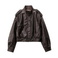 Original High-quality 2026 New Style Women's Leather-effect Blazer with A Stand-up Collar, for Ladies.