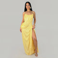 Elegant Milk Silk Ruched Twist Dresses Women Spaghetti Strap High Split Long Sleeveless Cocktail Party Wedding Guest Dress
