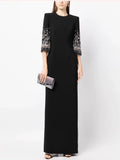 2026 New Arrivals Spring Fashion Heavy Industry Beaded Diamond Slim Midi Dress Women's Half Sleeve Female Vestidos