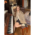 Women's Faux Fox Fur Coat Long Sleeve Lapel Collar Fluffy Thick Warm Short Mid Fall Winter Daily Street Fashion Outerwear 2026