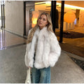 Winter Faux Fur Long Sleeves Short Coat Women Luxury Stand Collar Fluffy Furry Jacket Warm Elegant Lady Fashion Plush Coats 2026