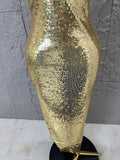 Classic Gold Sequin Mermaid Dress Rhinestone Chain Shoulder Straps Sweetheart Neck Formal Evening Gala Photoshoot Cocktail Party