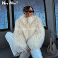Iconic Blogger Fashion Faux Mongolia Sheep Fur Coat Women 2026 Winter Fluffy Warm Fur Jacket Chic Street Girl Outerwear