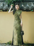 Olive Girl Romantic Qipao for Garden Wedding 2026 Fairycore Photoshoot Everyday Wear S-XXL XS-3XL Plus Size Romantic Garden Party Editorial Not Costume Qipao Cheongsam Chinese Dress Chinese Heritage Fashion Women