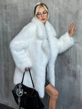 Winter Imitation Fox Fur Mid-length Coat For Women Fashion Artificial Lapel Thicken Streetwear Faux Fur Jacket Lady